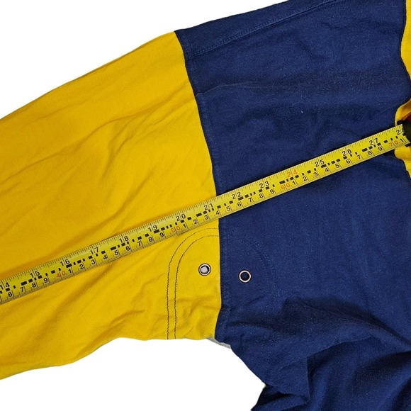 Vtg. Mirage Michigan XL Long Striped Polo Sleeve Blue & Yellow Clean - Picture 5 of 11